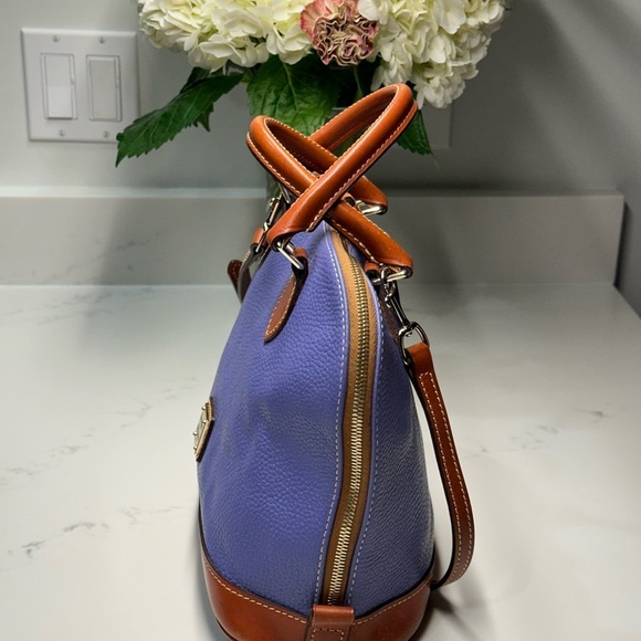 Dooney & Bourke Pebble Grain Zip Zip Satchel Shoulder Tote Bag in Purple/Brown - Picture 3 of 11